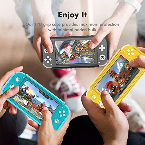 Image of TMG Rugged Protective Case for Nintendo Switch Lite | Shockproof Grip Cover with Soft TPU & Hard Shell | Ergonomic Anti-Slip Design with Game Card Storage | Compatible with Switch Lite Console (Gray)