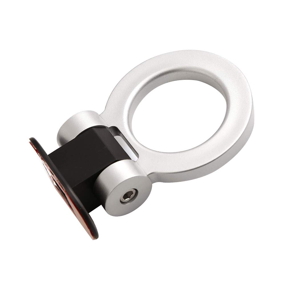 idain Universal Ring Track Racing Style Decorative Tow Hook for Any Car SUV Truck Not Functional- ONLY for Decoration(Silver)