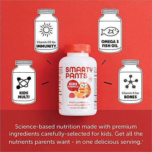 SmartyPants Kids Formula Daily Gummy Multivitamin: Vitamin C, D3, and Zinc for Immunity, Gluten Free, Omega 3 Fish Oil, B6