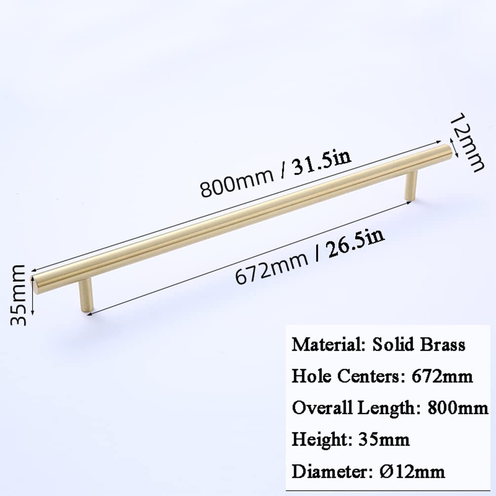 Tiradores Para Cocina Latón Sólido, Tiradores Muebles Dorado, Longitud: 50-1000 mm Manija de Puertas de Gabinete,Tiradores Cocina Tiradores para Cajones Modernos, 2pcs-800mm/31.5in
