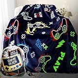 LMKLOP Glow in The Dark Gaming Blanket for Boys/Girls/Toddler/Baby, Cute Funny Kids Throw Blanket for Birthday/Toys, Gamer Gifts for Teen Boy, Gamer Room Decor 40'x 60'
