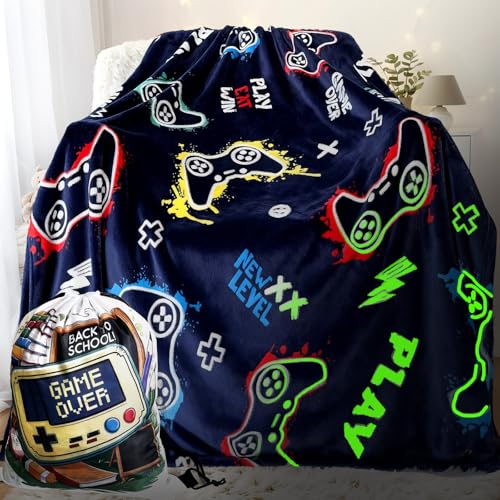 50% Off Glow in The Dark Gaming Blanket - Soft & Washable
