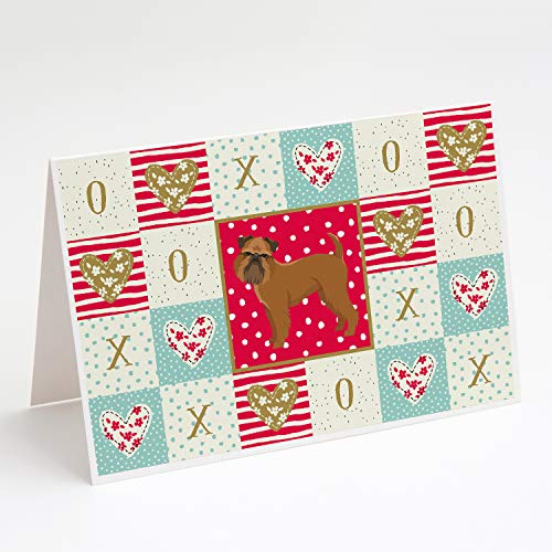 Caroline's Treasures CK5934GCA7P Brussels Griffon Love Greeting Cards and Envelopes Pack of 8 Blank Cards with Envelopes Whimsical A7 Size 5x7 Blank Note Cards