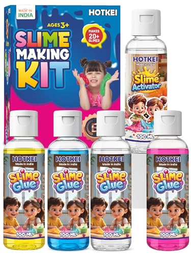 Image of HOTKEI (Make 20+ Slimes) Multicolor Fruit Scented DIY Slime Making Kit Art Craft Set Jelly Putty Making Activator Glue Toys Birthday Gift Set for Boys Girls Kids 3 to 10 Years