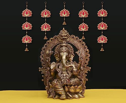 Image of True Decor Lotus Hangings for Decoration Mandir Decorations Items Pooja Decor Diwali Hangings Set of 5