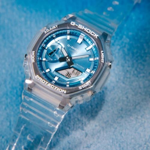 Image of Casio G-Shock Analog-Digital Sky Blue Dial Translucent Resin Band Watch - GA2100BM-7A2