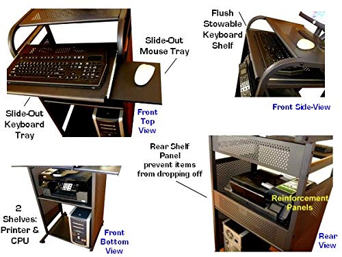 Amazon | 全金属製スタンドアップコンピューターカート 幅24