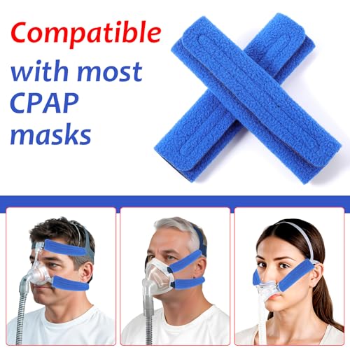 Tucnoeu 6 Stück CPAP Gurtbezüge Gesichtspads, CPAP Zubehör, Gurt-Komfort-Pads für CPAP-Masken, Weiche und Atmungsaktive CPAP Maske Pads, Blau
