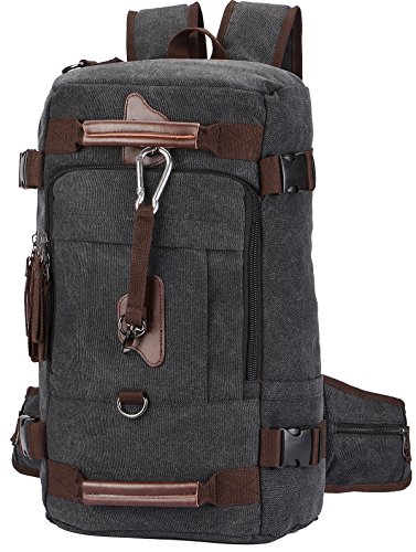 Travel Backpack, Aidonger Vintage Canvas Hiking Daypack Shoulder Bag 15'' Laptop Backpack（Black-58)