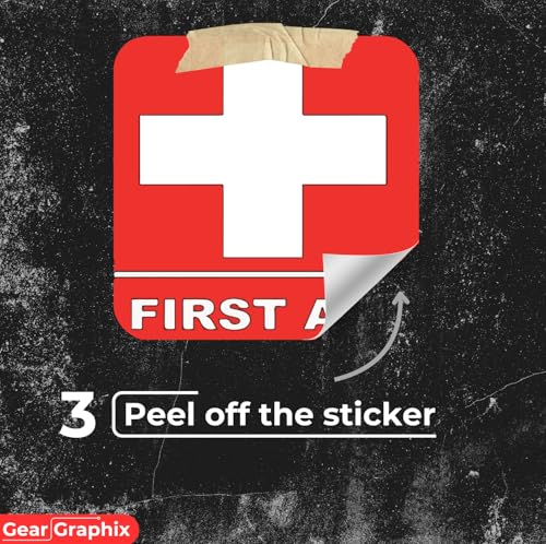 Image of First Aid Kit Sticker Sign - (4) Self Adhesive Decal 3.5 inchx3.5 inch - for Car, Office, or Business Emergency First Aid Kit Sign