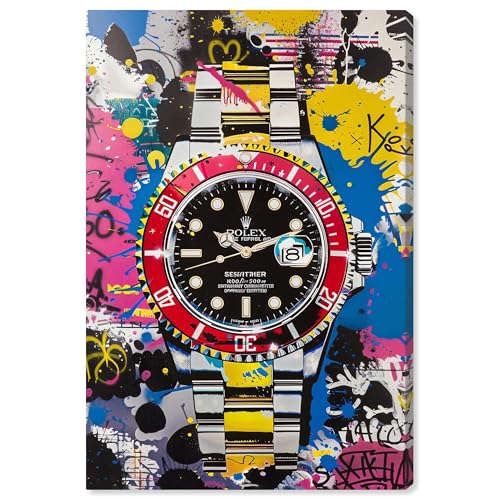 Watch Graffiti Canvas Urban Graffiti Wall Art by Notoriart, Gallery Wrapped, 24" x 36" by NotoriArt - Used condition - US$62.99