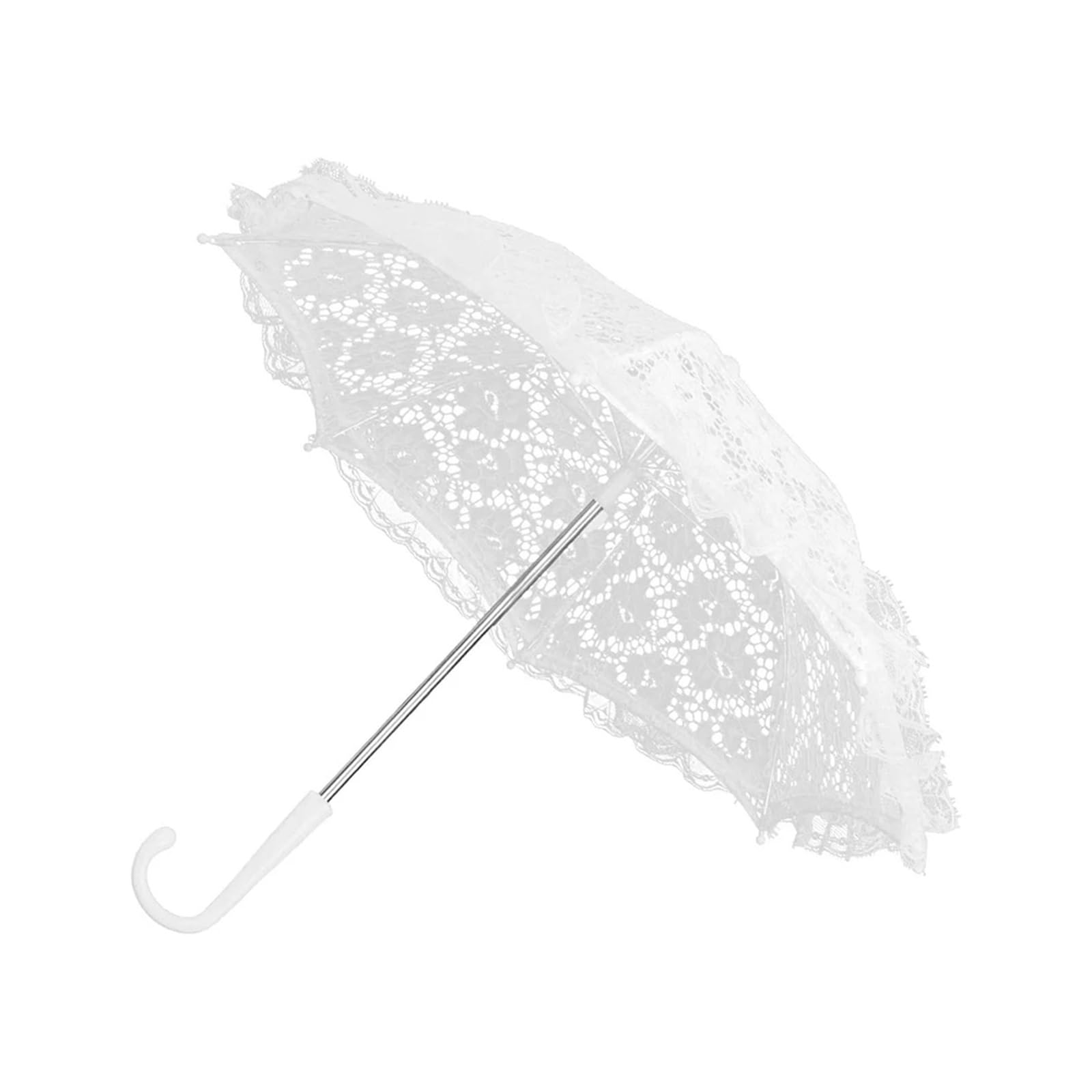 Koronkowa parasolka, Koronkowy Parasol do Fotografii Ślubnej Dekoracja Imprezy Ręcznie Robiony Biały 42x50cm