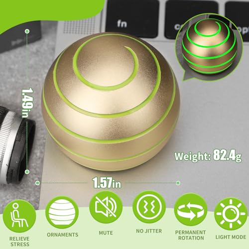 Image of Dilabnba Kinetic Spinner Metal Desk Gadget Toy Ball for Kids Adults, Cool Full Body Optical Illusion Stress Relief Fidget Spinner Gyro Ball Gift for Boys Girls (Gold)
