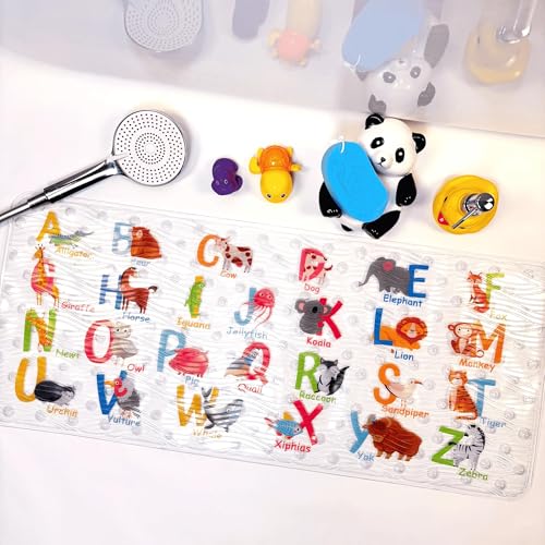 BEEHOMEE Bath Mats for Tub - Large Cartoon Non-Slip Bathroom Bathtub MatAnti-Slip Shower Mats for Floor 89 X 38 CM Machine Washable XL Size Bathroom Mats (Alphabet DWZM) - Image 7
