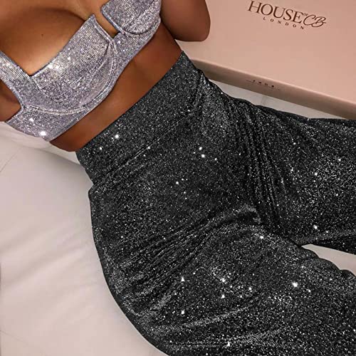 Yoga Pants For Women Bell Bottom Sequin High Rise Wide Leg Flare Pants - image 5