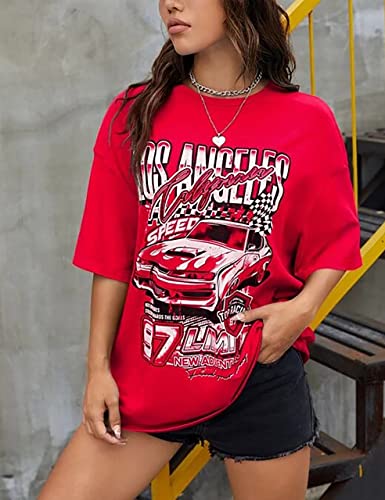 MISSACTIVER Women’s Oversized Graphic Print T-Shirt Cartoon Drop Shoulder Short Sleeve Casual Graphics Tee Shirt4