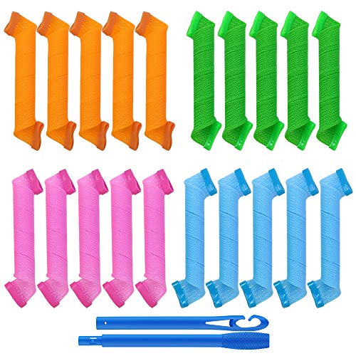 40Pcs 30cm Hair Curlers No Heat Spiral Curls Styling Kit DIY Hair Rollers with a Styling Hook for Most Kinds of Long Hairstyles (30cm)