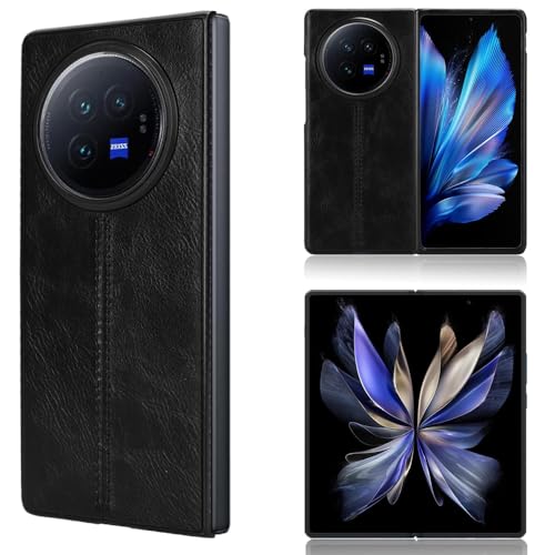 Étui Vivo X Fold 3 Pro chic en cuir PU noir - Housse premium fine antichoc V2337A