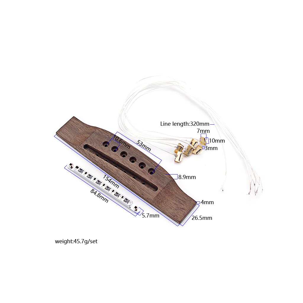 Mostek gitarowy Alnicov Rosewood z wkładką Piezo Bridge Pickup do gitary akustycznej Części zamienne