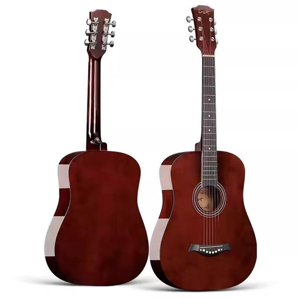 Kit De Guitarra Acústica Para Principiantes, Instrumento De Madera Con Kit Completo De Accesorios, Púas Guitarra Portátil De Viaje,Marrón,40in