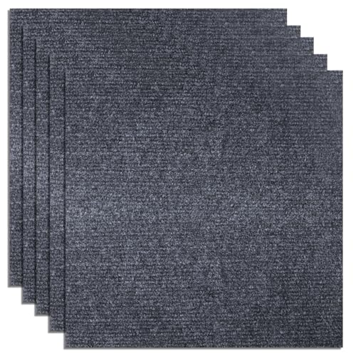YAYODS 15PCS Self Adhesive Carpet Tiles, 30x30cm Peel and Stick Grey Floor Tiles, Non-Slip Durable Carpet Squares for Office, Living Room, Bedroom Flooring