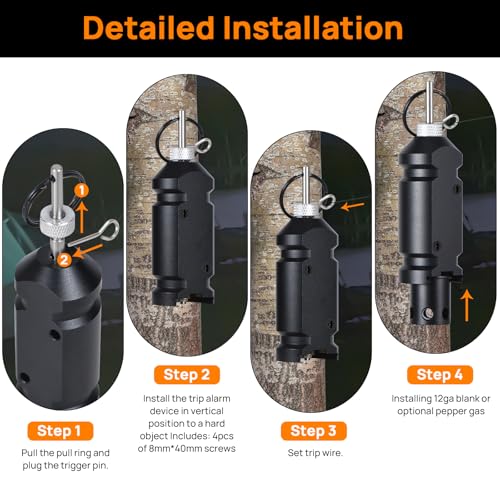 Updated Perimeter Trip Alarm, Camping Trip Wire Alarm Device(Included 22.Adapter), Early Warning Security System for Outdoor Camp Safe Bear Deterrent d Property Safety, Black (2 Pack)
