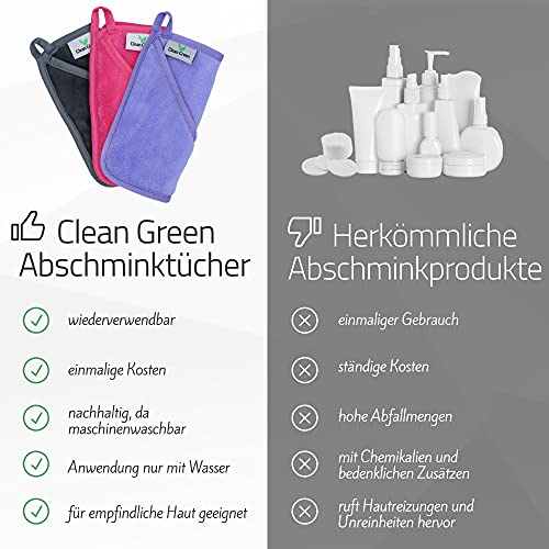 Clean Green Microvezel make-updoekjes wasbaar (2 stuks, roze) - hypoallergene make-up remover doek - milieuvriendelijke… - Afbeelding 4