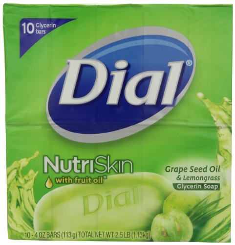 Dial Skin Care Bar Soap, Grapeseed Oil & Lemongrass, 4 Ounce, 10 Bars
