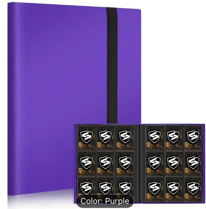 CARDSON Trading Card Binder 9 Pockets - 30 Pages Holding 540 Cards - Side Loading Card Book - Anime Card Binder (Red) (Purple) — image 1