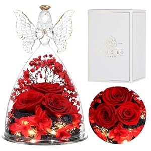 Figurines d'Ange aux Trois Roses Éternelles