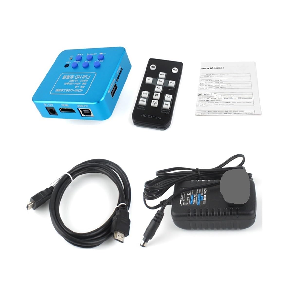 Microscope Digital Video Microscope Camera Industrial Monocular HD 180X Zoom C-Mount Lens(B only Camera)