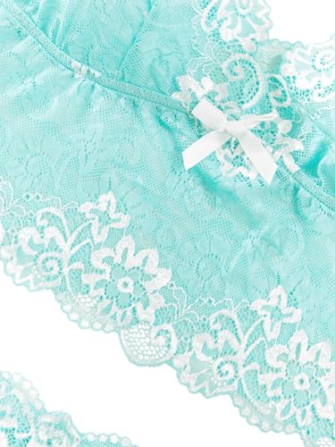 Image of Lilosy Sexy Lingerie for Women Lace Pajamas Set Cami Bra and Panty High Waist Sheer Sleepwear 2 Piece 2XS-6XL