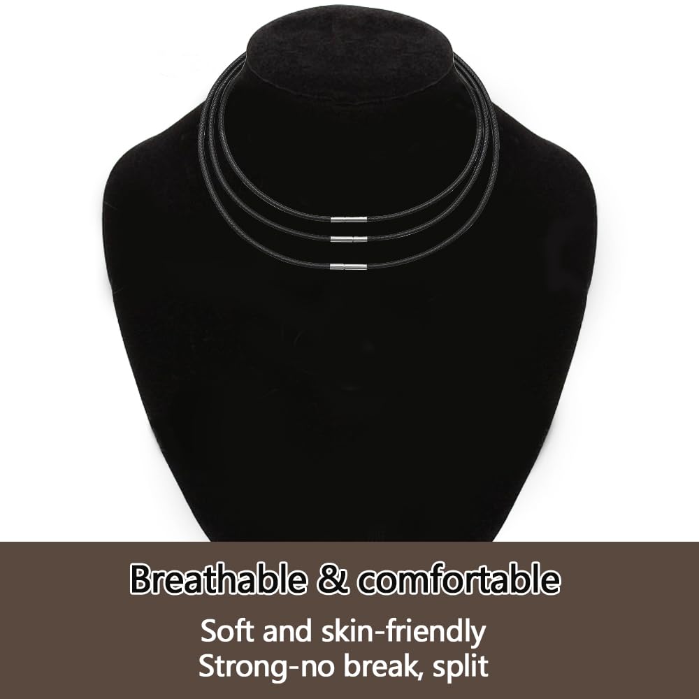 3 Pezzi Cordoncino per Collane 3mm Collana in Pelle Uomo Donna 40/45/50cm Cordino per Collane con Nero Cordino Collana per Ciondoli per Uomini e Donne