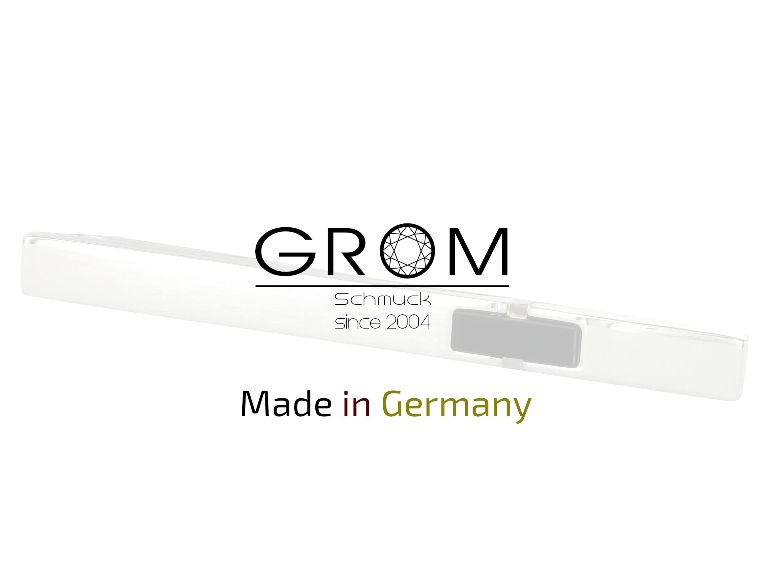 Grom Krawattenklammer/Krawattennadel Silber Onyx-Stein Einlage, gravierbar