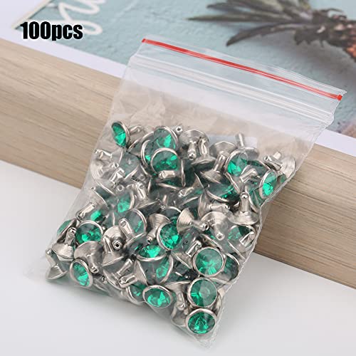 100Pcs 8Mm Acrylic Rhinestone Rivets Studscrystal Rivets For Leather Craft Costumes Clothing Diy Making(Emerald) Rivet Tools #TOP3