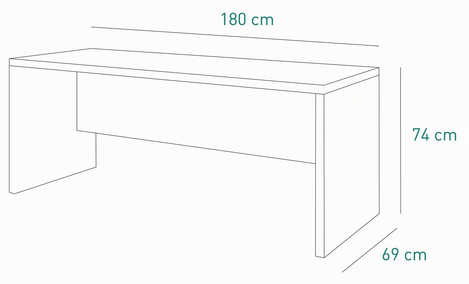 Composad | Scrivania della Linea PRATICO, Scrivania Ufficio, Elegante, (LxAxP) 180x74,20x69 cm, Colore grigio Cemento, Made In Italy
