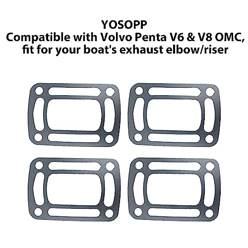 Image of Gaskets for Volvo Engine - Aftermarket Exhaust Elbow Parts for Boat, OMC Cobra V6 V8 Manifold Riser 4pcs - 3850496 3863191 18-0943