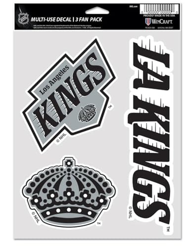NHL Los Angeles Kings Decal Multi Use Fan 3 Pack, Team Colors, One Size