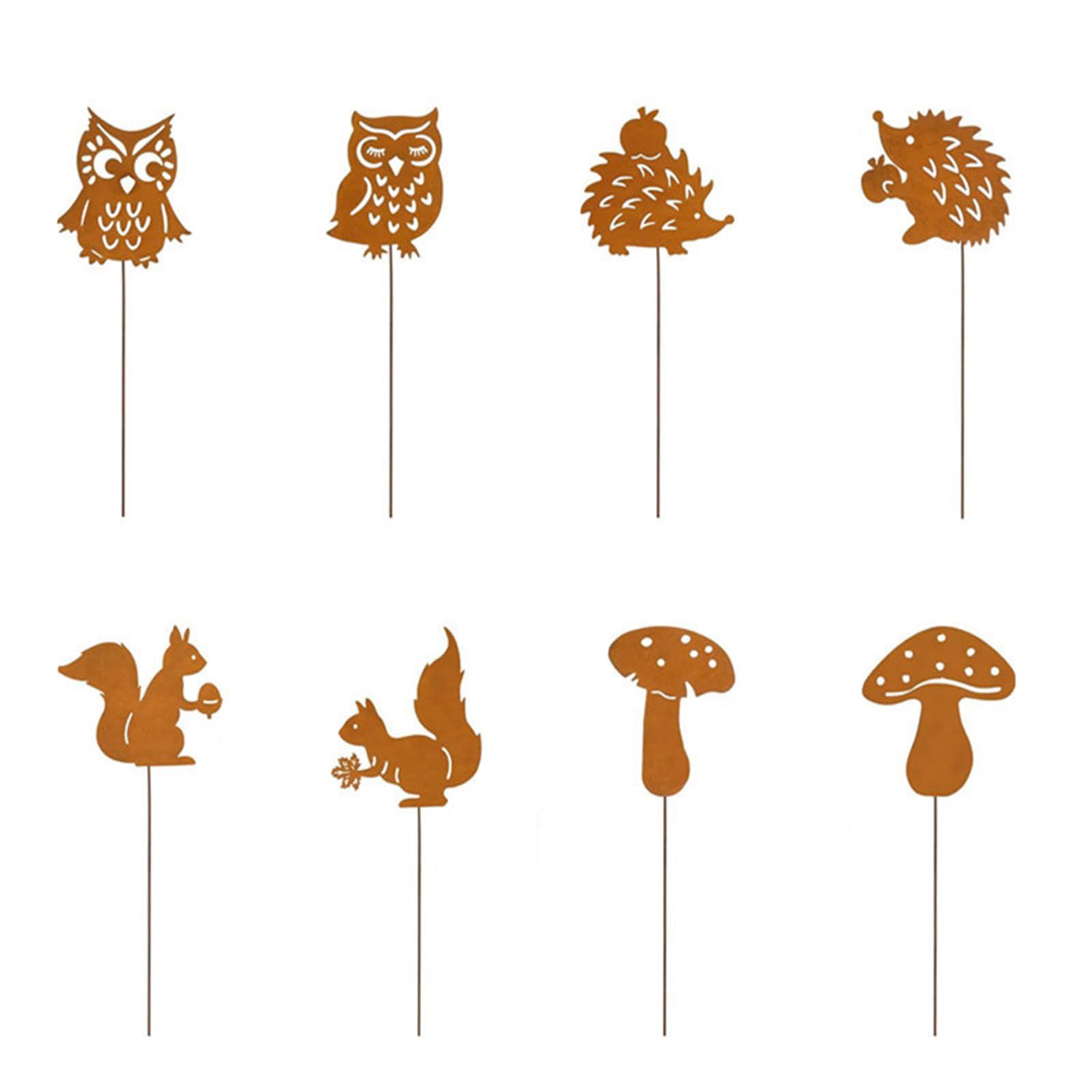 Snorvixre Weatherproof Metal Animal Sculpture Stakes, Rust-Resistant Outdoor Garden Decor for Patio, Yard & Sidewalk Art Metal Animal Sculpture Stakes