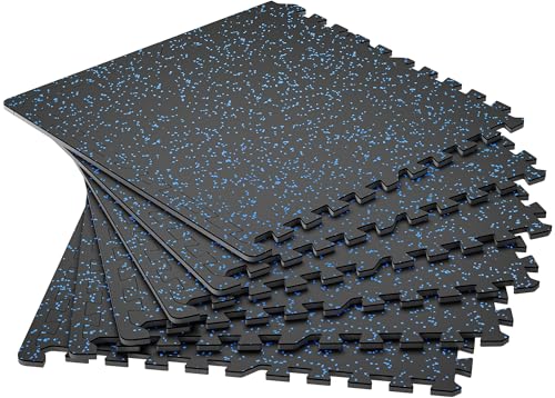 SUPERJARE 0.4'' Thick 6 Pcs 24 Sq Ft Rubber Top Exercise Equipment Mats