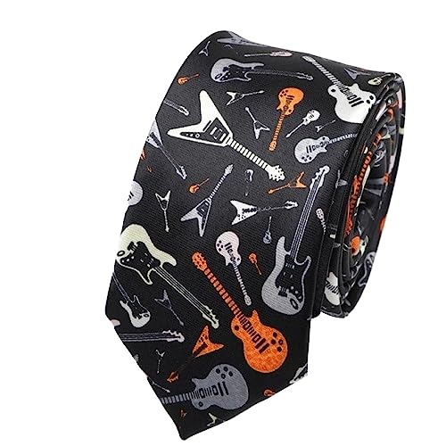 Men's Skinny Funny Neckties Novelty Musical Notes Printed Necktie Formal Party Business Neckties (D)