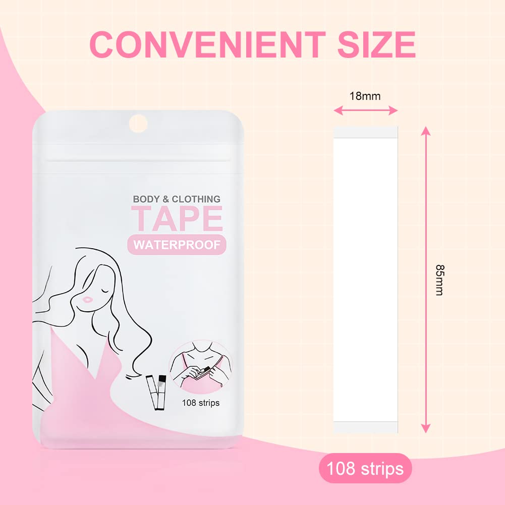 flintronic Cinta Doble Cara Ropa, 108 Piezas Cinta de Lencería para Cuerpo, Vestido, Sujetador (18 x 85 mm)