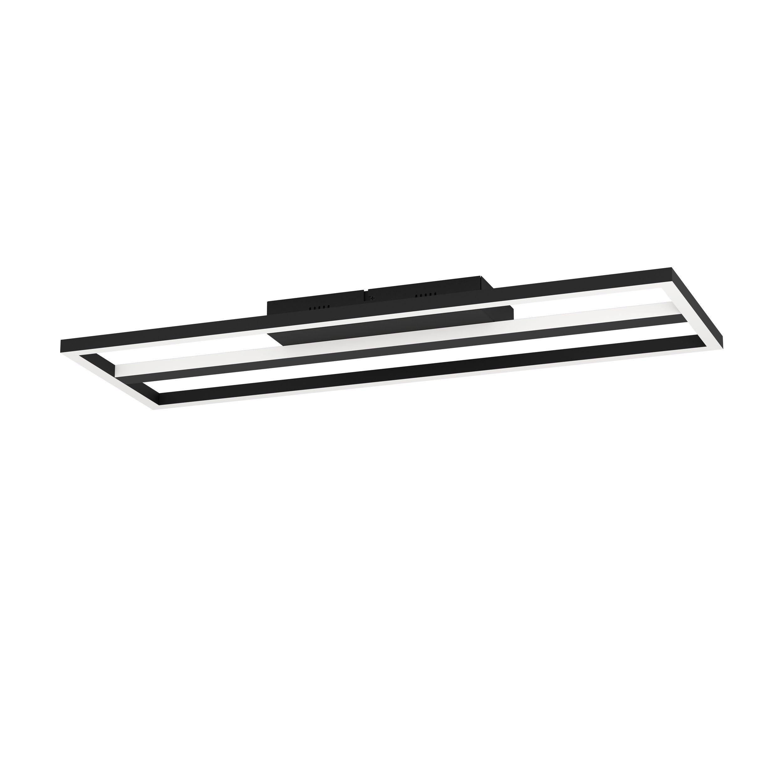EGLO connect.z Smart Home LED ceiling light Calagrano-Z, Zigbee, app and voice control Alexa, tunable white (warm - cool white), RGB backlight, dimmable spotlight, black metal lamp, 25 x 8.6 in