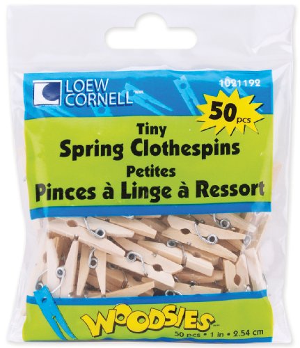 Loew-Cornell 426931 1" Simply Art Wood Tiny Spring Clothespins, Natural Beige