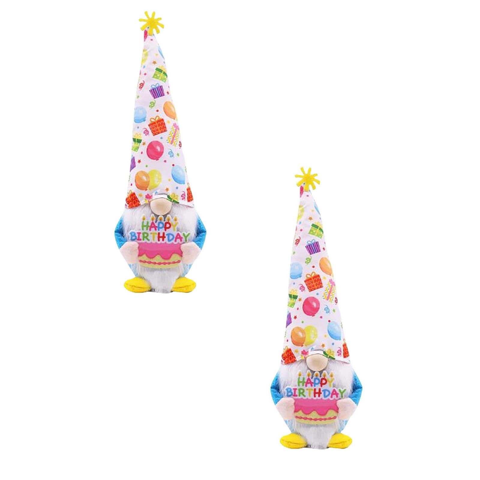 BFYSFBAIG Happy Birthday Gonk Plush, Cute Gnomes Decorations, Birthday Gnome Plush Gift, Home Ornaments Gift, Figurines Gonks Decorations for Birthday Party Home Kitchen Tabletop Gifts (2 PCS)