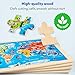 SYNARRY Large US World Earth Solar System Wooden Puzzles for Kids Gift Box(12.2*9.4 in) - FSC Certified, Puzzles for Toddlers 3-5, Puzzles for Kids Ages 4-6, Map Toys Gifts for 3 4 5 Year Old Boy Girl
