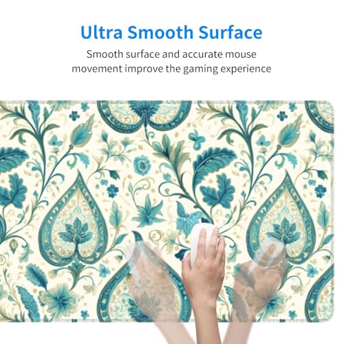 Tapis de souris avec bords cousus grand format et base imprimé turquoise - 3