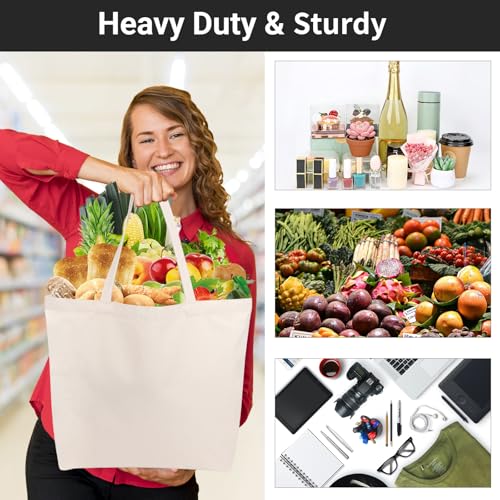 Image of Canvas Tote Bag, Segarty Natural Cotton Heavy DIY Tote for Crafting, Ironing and Embroidering, Reusable Grocery Shopping Bag