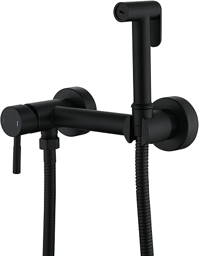 BARROCK Pulverizador de bidé de agua caliente para inodoro con válvula de mezcla de latón caliente y fría, juego de accesorios de pulverización de