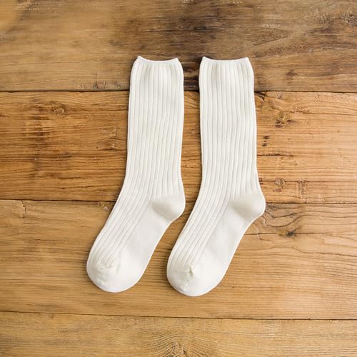 Image of Women Crew Dress Socks Cotton Solid Color Slouch Sock for Dressy Shoes 5 Pack